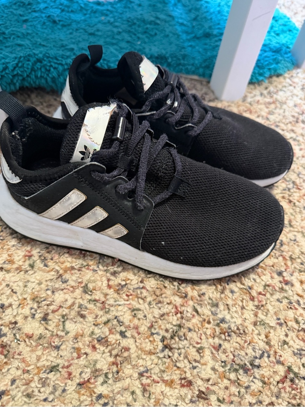 adidas Kids Black and White Mesh Athletic Sneakers